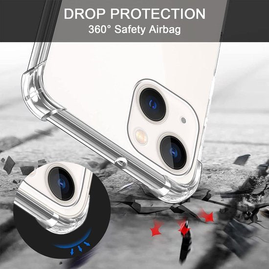 iPhone 13 Mini Hoesjes – Transparante Siliconen Backcover met Koord – Schokbestendig Anti-shock Stootrand-Ilumina Benelux