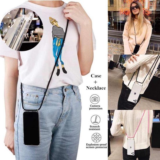 Samsung Galaxy S10 Hoesjes – Transparante Backcover met Koord – Schokbestendig – Transparant