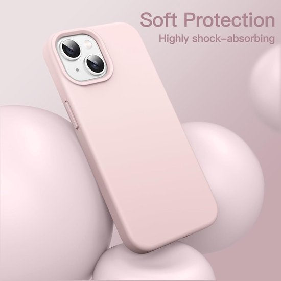 iPhone 14 Plus Hoesjes – Liquid Siliconen Backcover – Flexibel TPU – Schokbestendig – Lichtroze-Ilumina Benelux