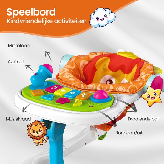 Baby loopstoel – Velox Goods VL-511 – Verstelbare hoogte – Met wielen & speelgedeelte – Veilig kleurrijk design – 6-36 maanden-Looptrainer-Ilumina Benelux