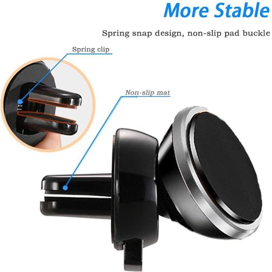 Telefoonhouder auto – Magnetisch – Voor ventilatierooster – Sterke magneet – Zilver-Telefoonhouders-Ilumina Benelux