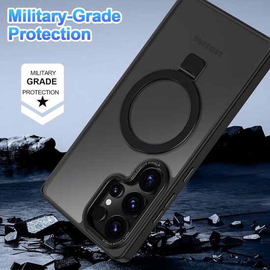 Samsung Galaxy S24 Ultra Hoesjes – MagSafe Backcover met Standaard – Schokbestendig – Zwart-Ilumina Benelux