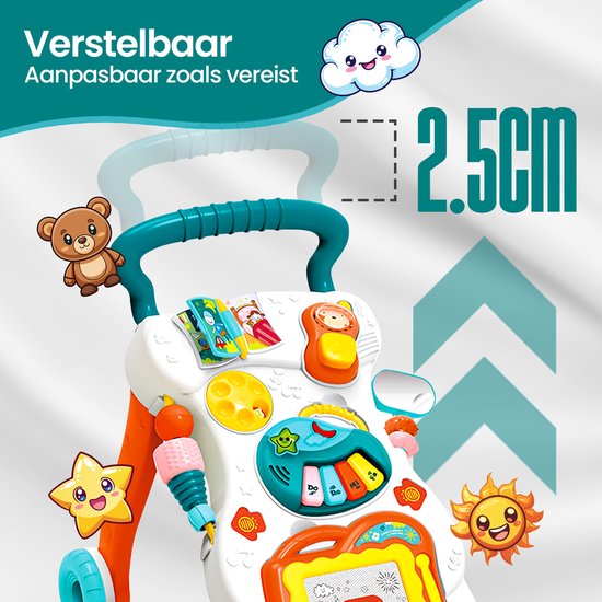 Velox Goods VL-510 Baby Loopwagen – Educatieve Wiplooptrainer – Vanaf 9 Maanden – Met Speelbord – Multicolor-Looptrainer-Ilumina Benelux