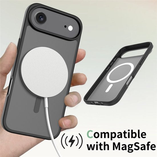 iPhone Air Hoesjes – Transparante Matte Bumper Backcover – MagSafe – Slank & Schokbestendig – Zwart-Ilumina Benelux