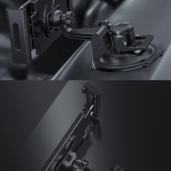 Universele Tablethouder - Dashboard / Raam Auto Houder Geschikt voor: Tablet en iPad - Autohouder met Klem - Tablethouder Autoruit - Tablet & Smartphone Houder Voorruit - Stevige Zuignap - 360° Verstelbaar