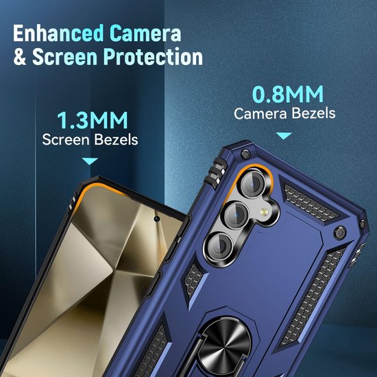 Samsung Galaxy S24 Plus Hoesjes – Anti-Shock Hybride Ring Armor Backcover – Schokbestendig – Blauw-Ilumina Benelux