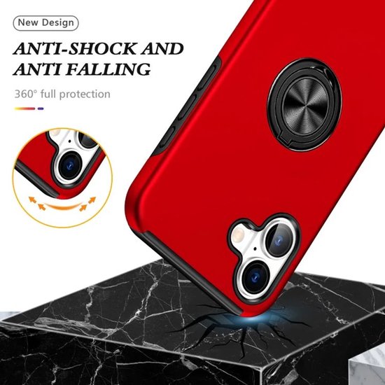 iPhone 16 Plus Hoesjes – Schokbestendige Backcover – Inclusief Gehard Glas Screenprotector – Rood-Ilumina Benelux
