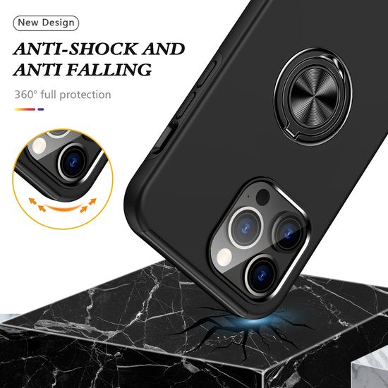 iPhone 16 Pro Hoesjes – Shockproof Backcover – Inclusief Gehard Glas Screenprotector – Zwart-Ilumina Benelux