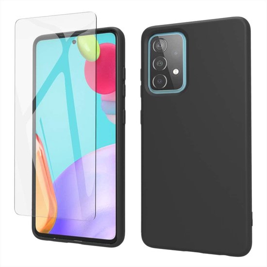 Samsung Galaxy A52/A52s Hoesjes – Siliconen Backcover – 2x Screenprotector Gehard Glas – Schokbestendig – Zwart-Ilumina Benelux