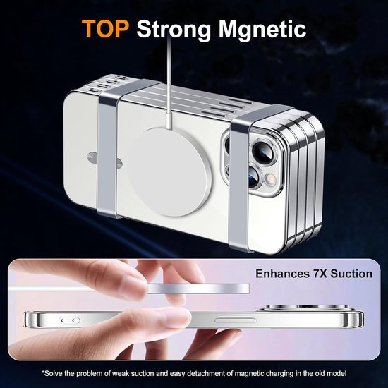 iPhone 14 Pro Max Hoesjes – Magnetische Clear Siliconen Backcover – Camera Lens Protector – MagSafe – Zilver-Ilumina Benelux