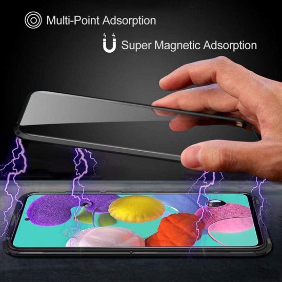 Samsung Galaxy A72 Hoesjes – Magnetische 360° Bescherming – Metalen Frame – Gehard Glas Achterkant + Screenprotector – Zwart