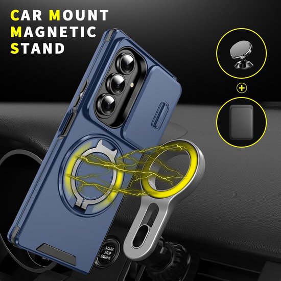 Samsung Galaxy Z Fold 7 Hoesjes – Hybrid Backcover met Ringstandaard – MagSafe Compatibel – Blauw-Ilumina Benelux