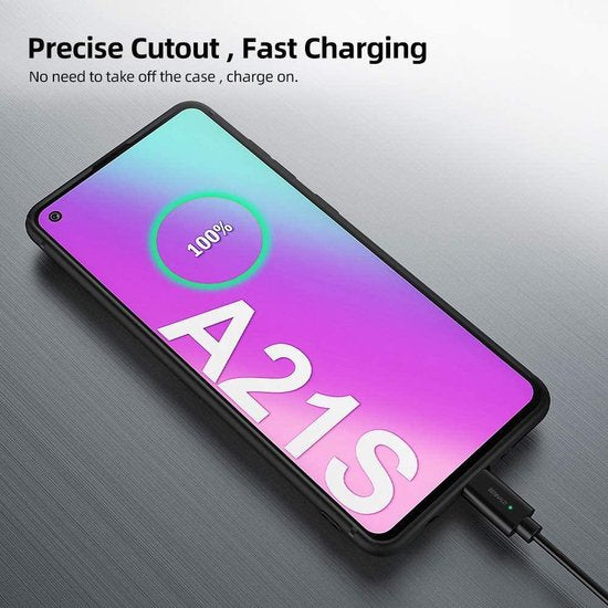 Samsung Galaxy A21S Hoesjes – Siliconen Backcover – Soft Silicone – Schokbestendig – Zwart-Ilumina Benelux