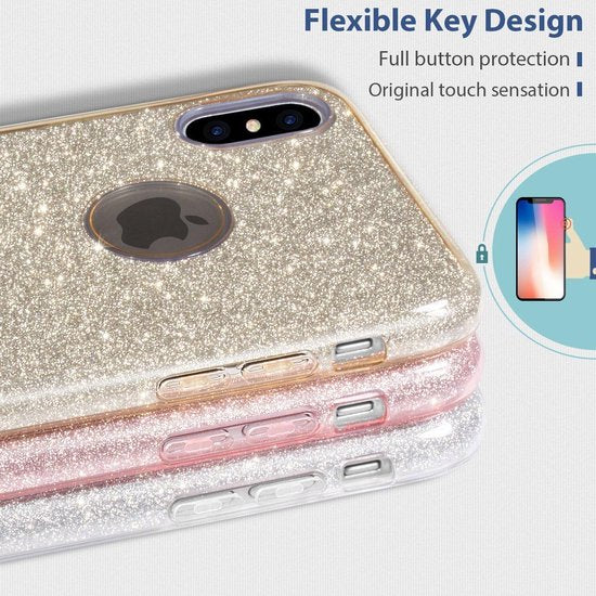 iPhone Xr Hoesjes – Siliconen TPU Backcover – Glitter BlingBling Cover – Goud-Ilumina Benelux