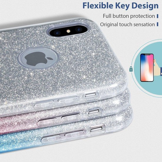 Samsung Galaxy M21 Hoesjes – Siliconen TPU Backcover – Glitter BlingBling Cover – Zilver-Ilumina Benelux