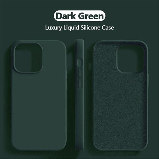 iPhone 15 Pro Hoesjes – Liquid Siliconen Backcover – Soft Touch – Schokbestendig – Donkergroen-Ilumina Benelux