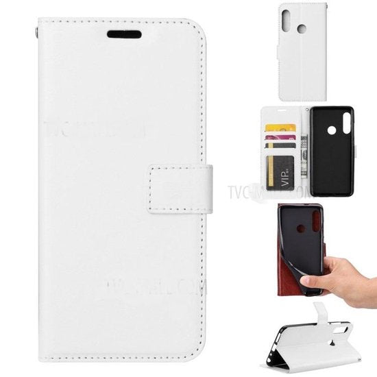 Samsung Galaxy A60 Hoesjes – Portemonnee Hoes – Pasjeshouder – 2x Gehard Glas Screenprotector – Wit-Ilumina Benelux