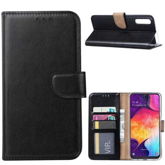 Samsung Galaxy A30S Hoesjes – Portemonnee Hoes – Magneetsluiting – 2x Gehard Glas Screenprotector – Zwart-Ilumina Benelux