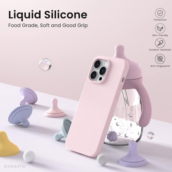 iPhone 13 Pro Max Hoesjes – Liquid Siliconen Backcover – Flexibel TPU – Soft Touch – Lichtroze-Ilumina Benelux