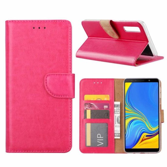 Samsung Galaxy A9 2018 Hoesjes – Portemonnee Hoes – Pasjeshouder – 2x Gehard Glas Screenprotector – Roze-Ilumina Benelux