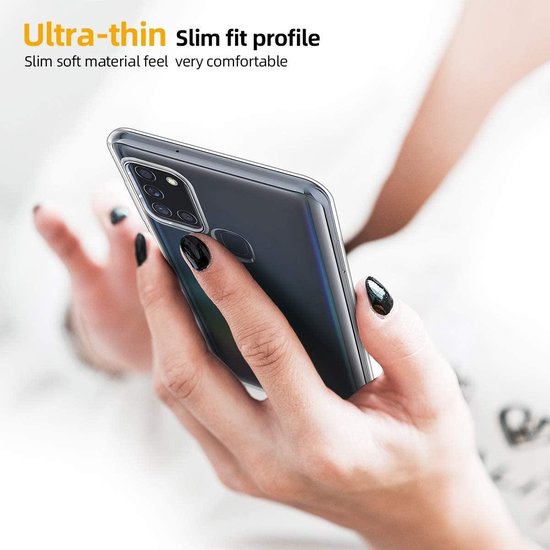 Samsung Galaxy A21S Hoesjes – Transparante Siliconen Backcover – 2x Screenprotector Gehard Glas – Anti-kras-Ilumina Benelux