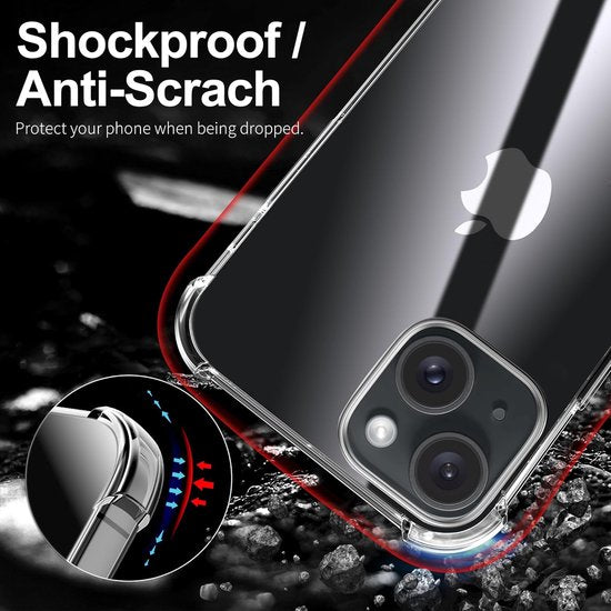 iPhone 16 Pro Hoesjes – Siliconen Backcover – Schokbestendig – Inclusief Screenprotector Gehard Glas – Transparant-Ilumina Benelux