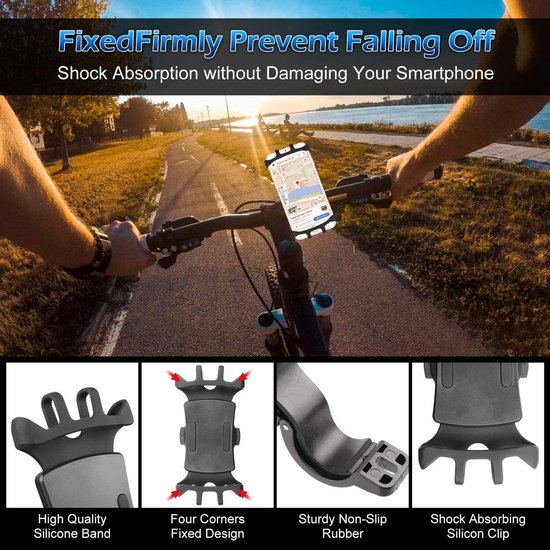 Telefoonhouder fiets – 360° draaibaar – Universele stuurhouder – Voor smartphone MTB & motorfiets – Zwart-Ilumina Benelux