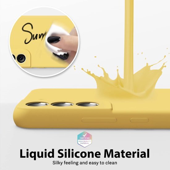 Samsung Galaxy S22 Plus Hoesjes – Liquid Solid Siliconen Backcover – Schokbestendig – Geel-Ilumina Benelux