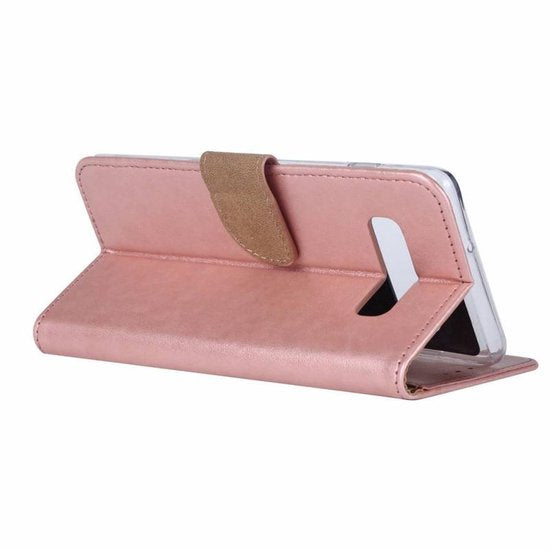 Samsung Galaxy S10+ Hoesjes – Bookcase Portemonnee – Magneetsluiting – 2x Gehard Glas Screenprotector – Roségoud