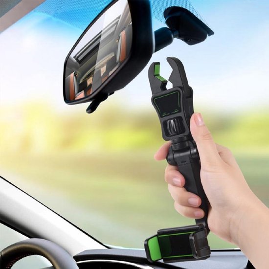 Telefoonhouder auto – 360° draaibaar – Verstelbaar – Achterbank & Achteruitkijkspiegel montage – Zwart-Ilumina Benelux