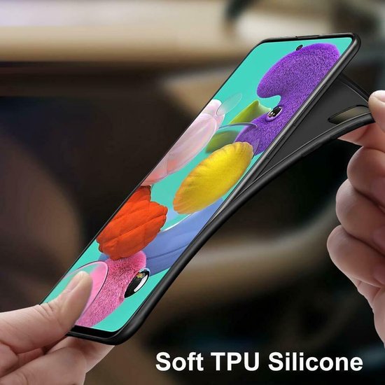 Samsung Galaxy A51 Hoesjes – TPU Siliconen Backcover – Softcase – Incl. 2x Gehard Glas Screenprotector – Zwart-Ilumina Benelux