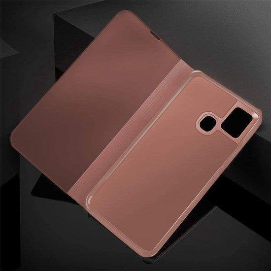 Spiegel Cover - Hoesje - Clear View Case Geschikt voor: Samsung Galaxy A41 - Roségoud