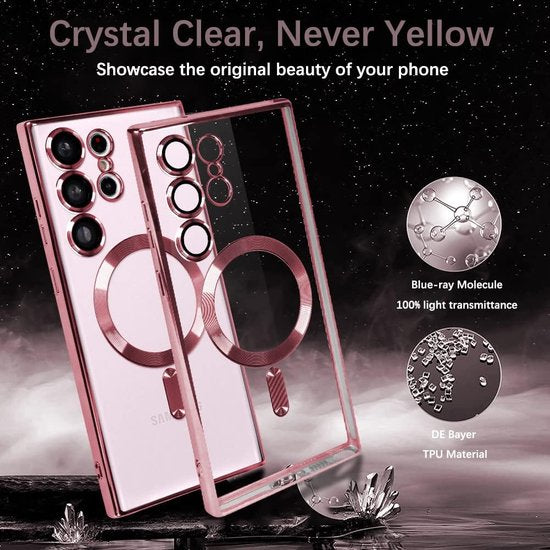 Samsung Galaxy S23 Ultra Hoesjes – Magnetische MagSafe Backcover – TPU – Camerabescherming – Roze-Ilumina Benelux