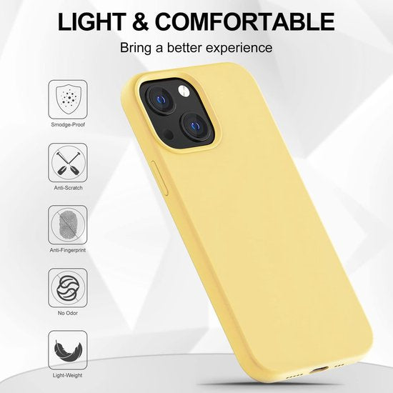 iPhone 14 Hoesjes – Liquid Siliconen Backcover – Flexibel TPU – Schokbestendig – Geel-Ilumina Benelux