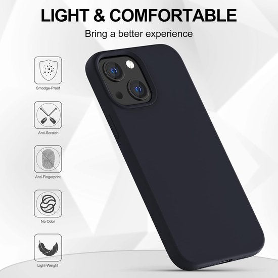 iPhone 13 Mini Hoesjes – Liquid Siliconen Backcover – Inclusief Screenprotector – Schokbestendig – Zwart-Ilumina Benelux