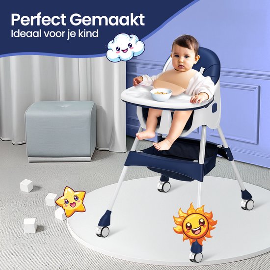 Kinderstoel 4-in-1 – Velox Goods VL-508 – Verstelbare rugleuning – Veiligheidsgordel & opbergruimte – Opvouwbaar antislip-Kinderstoel-Ilumina Benelux