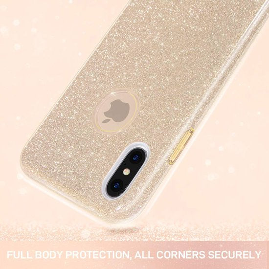 iPhone XS Max Hoesjes – Siliconen TPU Backcover – Glitter BlingBling Cover – Goud-Ilumina Benelux