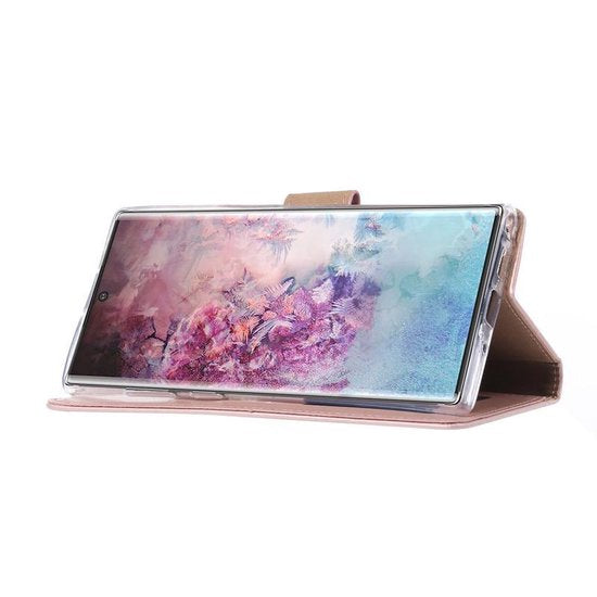 Samsung Galaxy Note 10 Plus Hoesjes – Portemonnee Hoes – Pasjeshouder – 2x Gehard Glas Screenprotector – Roségoud-Ilumina Benelux
