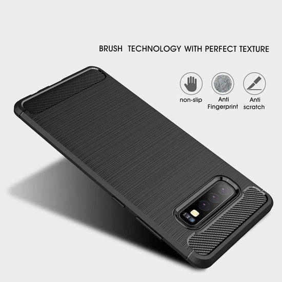 Samsung Galaxy S10 Hoesjes – Brushed Backcover – Slank Design – Zwart-Ilumina Benelux
