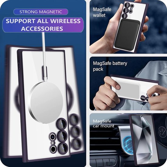 Samsung Galaxy S24 Ultra Hoesjes – Magsafe Compatible Backcover – Ingebouwde Camera Lens Protector – Zwart-Ilumina Benelux