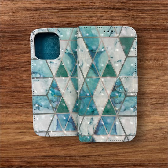 iPhone 14 Pro Hoesjes – Portemonnee Book Case – Pasjeshouder – Magneetsluiting – Marmer Print-Ilumina Benelux