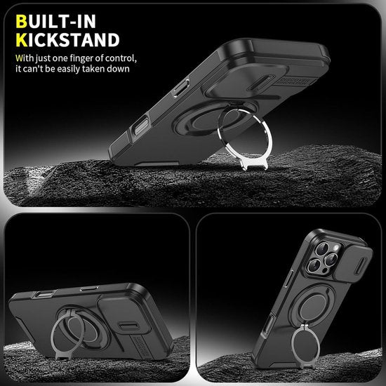 iPhone 13 Hoesjes – Armor Tough Hybrid Backcover – MagSafe – Ingebouwde Camera Cover – Blauw-Ilumina Benelux