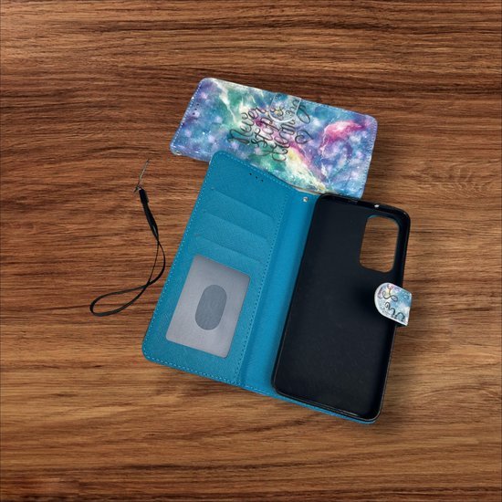 Oppo A96 Hoesjes – Portemonnee Book Case – Pasjeshouder – Magneetsluiting – Never Stop Dreaming Print-Ilumina Benelux