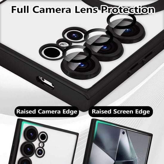Samsung Galaxy S24 Ultra Hoesjes – Magsafe Compatible Backcover – Ingebouwde Camera Lens Protector – Zwart-Ilumina Benelux