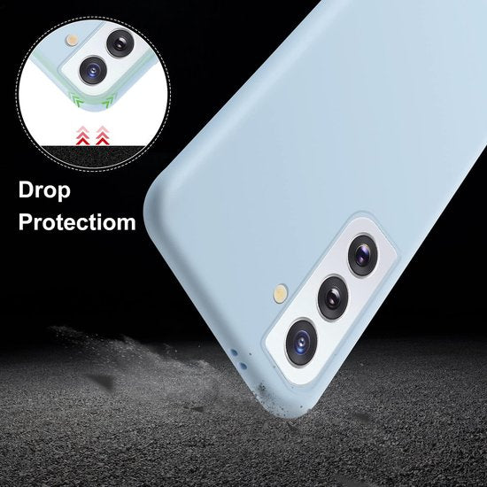 Samsung Galaxy S21 Hoesjes – Liquid Siliconen Backcover – Soft Touch – Flexibel – Sky Blauw-Ilumina Benelux