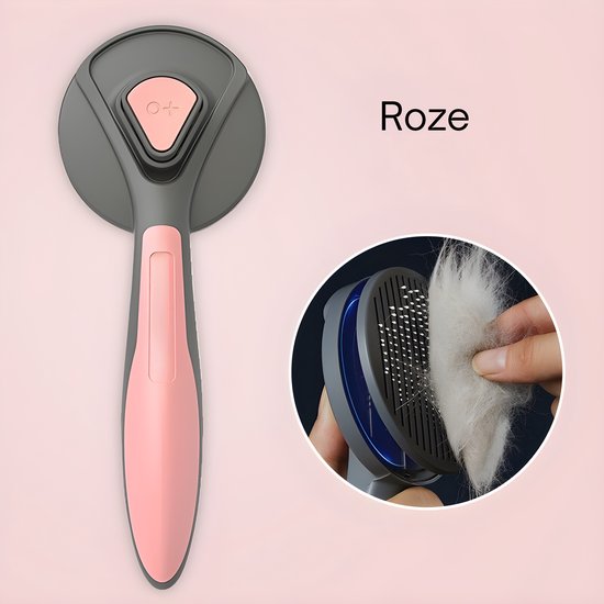 Kattenborstel – Zelfreinigende kattenkam – Massageborstel – 19,3 cm – Roze-Ilumina Benelux