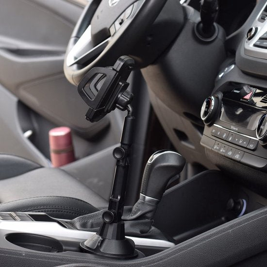 Telefoonhouder auto – Bekerhouder klem – Verstelbaar & stevig – Geschikt voor auto, loopband & treadmill – Zwart-Ilumina Benelux
