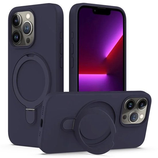 iPhone 14 Pro Hoesjes – Siliconen Backcover met Kickstand – MagSafe – Schokbestendig – Blauw-Ilumina Benelux