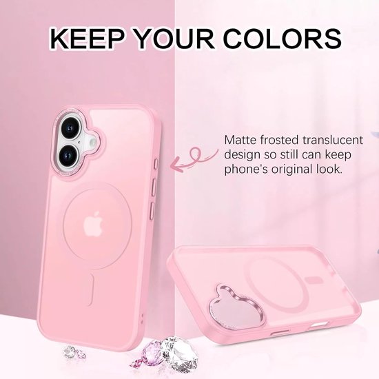 iPhone 16 Hoesjes – Matte Backcover – MagSafe Compatibel – Schokbestendig – Roze-Ilumina Benelux