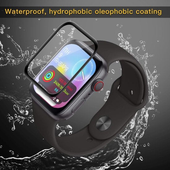 Screenprotector – Geschikt voor Apple Watch 45mm Series 9/8/7 – Gehard Glas – 3D Volledige Dekking – 9H – 2 Stuks
